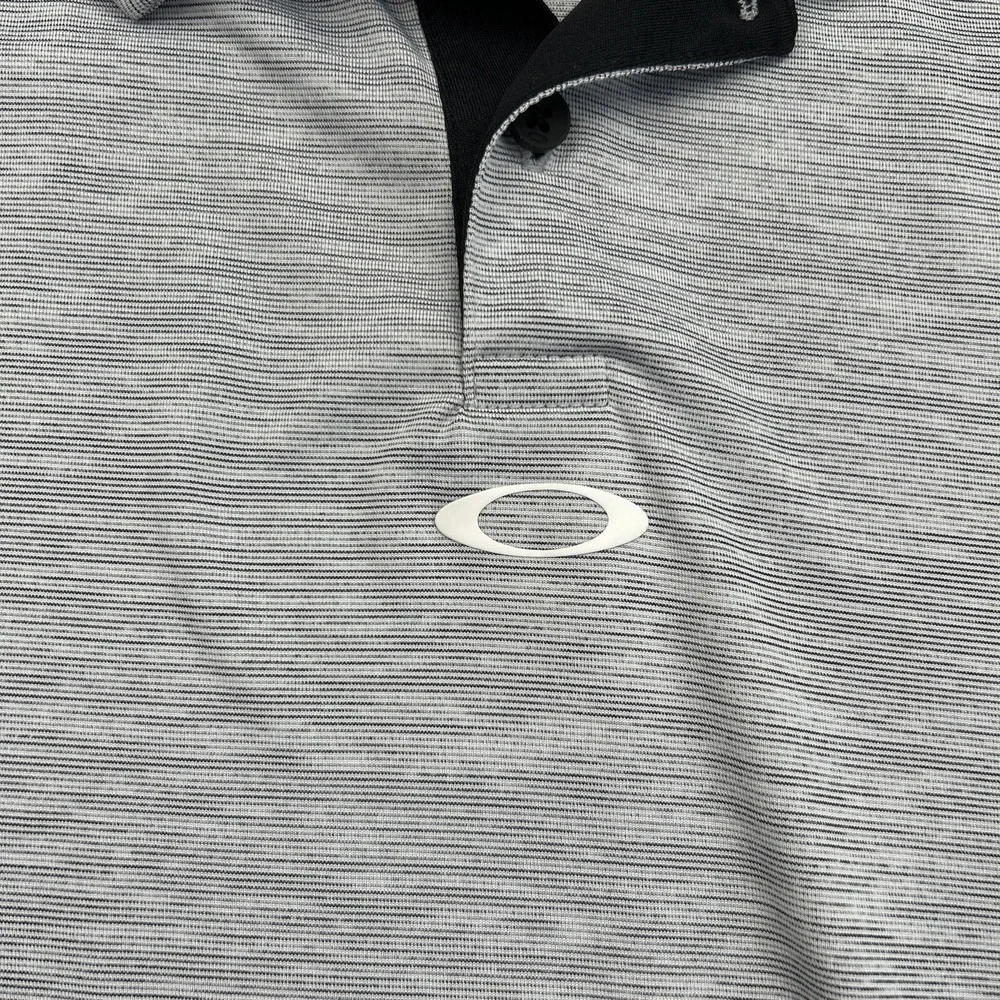 Oakley Regular‎ Fit Mens Small Golf Polo Short Sleeve Shirt Gray Black *READ*